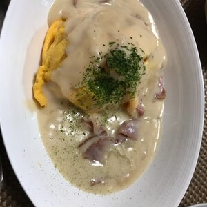 海老とほうれん草のクリームソースオムライス レシピ 作り方 By Pooon 楽天レシピ